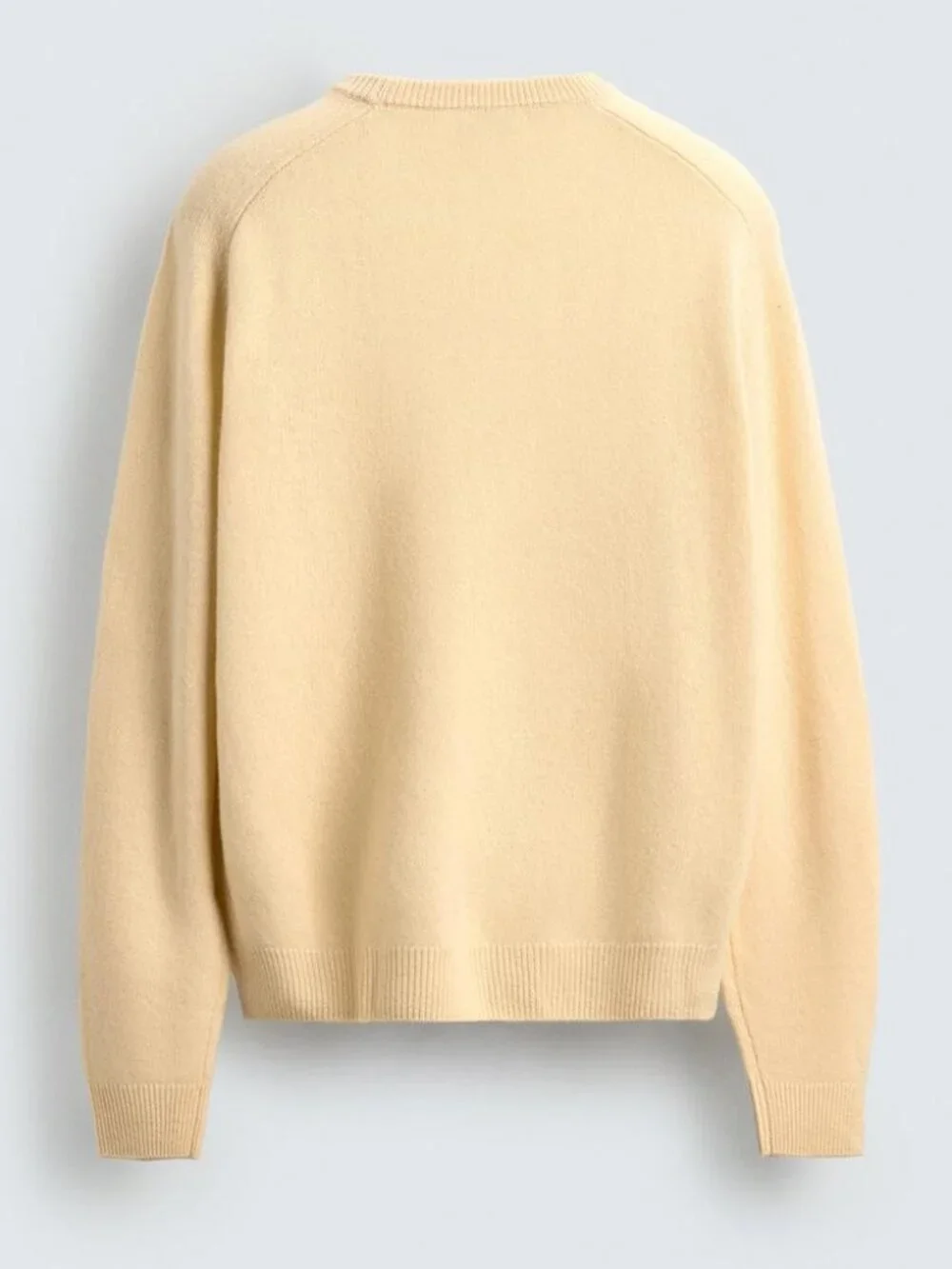 NEW Zara Men's Regular Fit Wool Cashmere Blend Crewneck Sweater Jumper Butter L